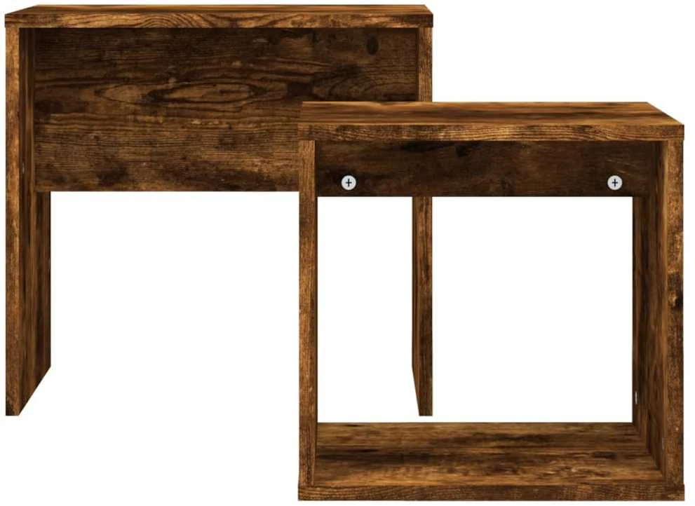 Sustumiami kavos staliukai, 2vnt., dūminio ąžuolo, mediena