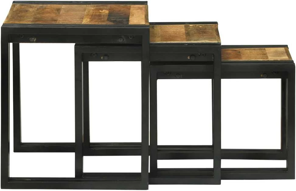 Suklijuotas stalas 3 vnt. Ruda ir juoda 50 x 40 x 45 cm