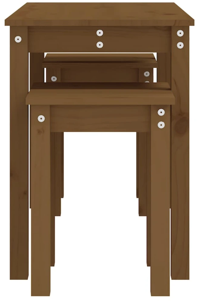 Sustumiami staliukai, 3vnt., medaus rudi, pušies masyvas
