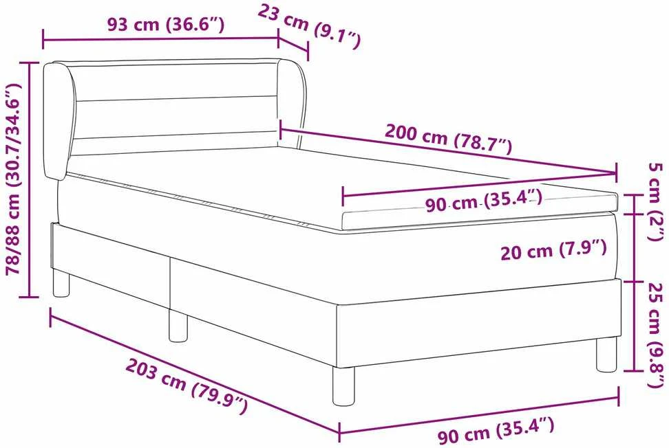 Kiemas lova su čiužiniu Šviesiai pilka 90 x 200 cm audinys