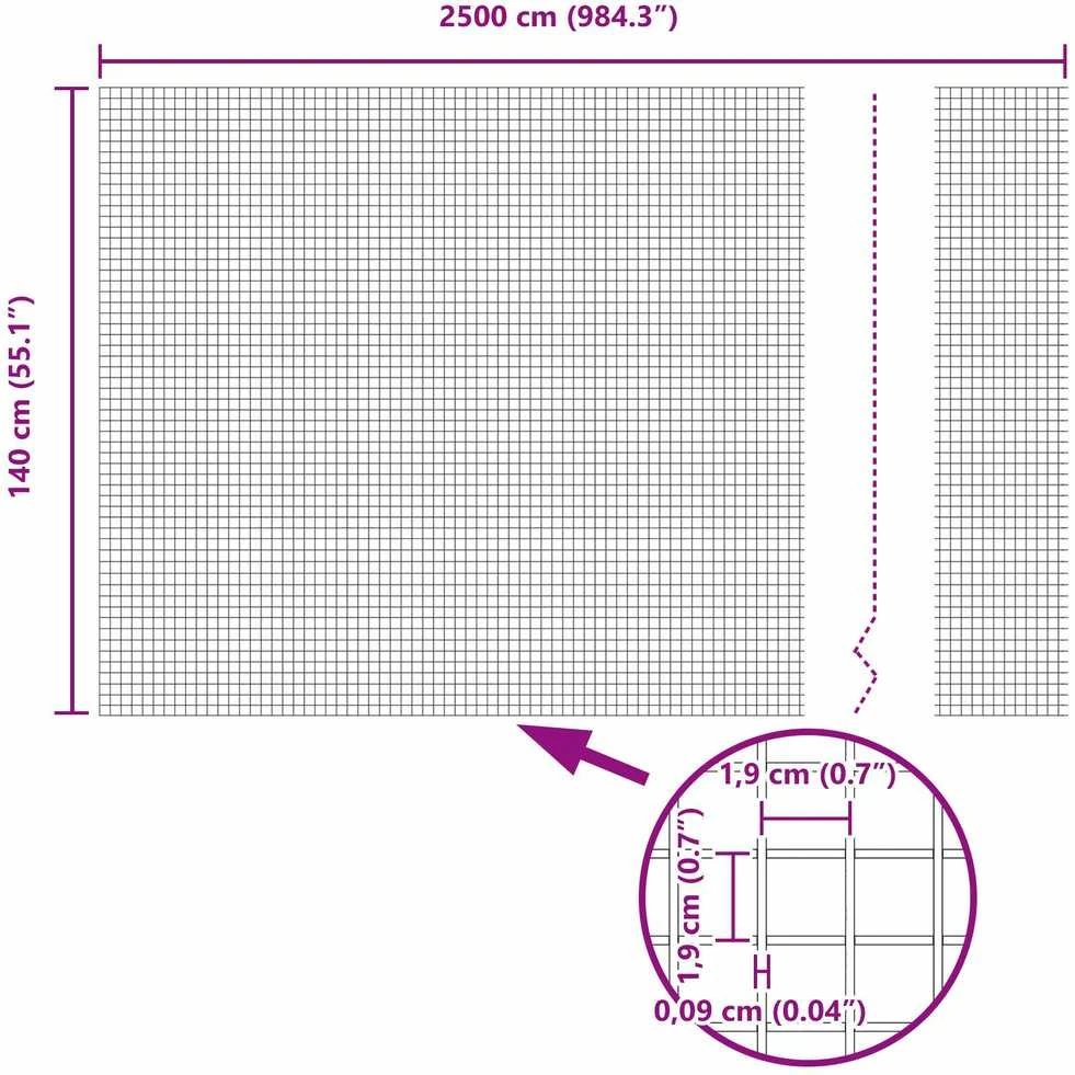 Suvirintas vielos tvora su stulpeliais 25 x 1,4 m Žalia