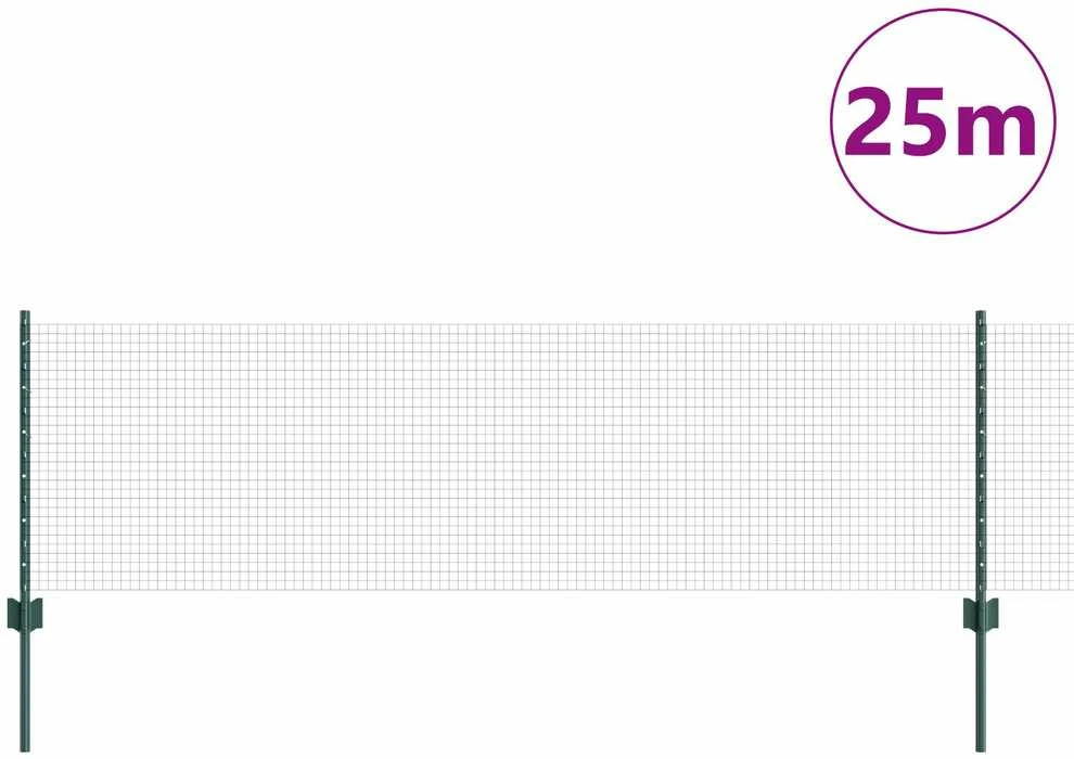 Suvirintas vielos tvora su stulpeliais 0,6 x 25 m Žalia