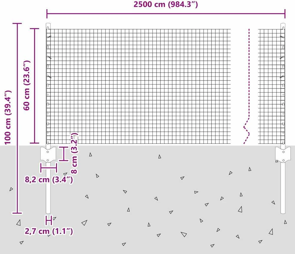 Suvirintas vielos tvora su stulpeliais 0,6 x 25 m Žalia