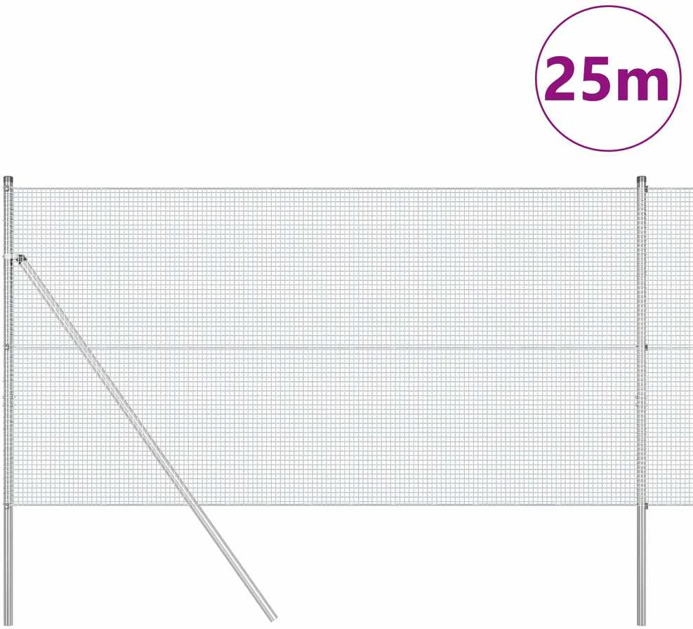 Suvirintas vielos tvora žemės tvirtinimas 25 x 1,2 m Sidabrinė