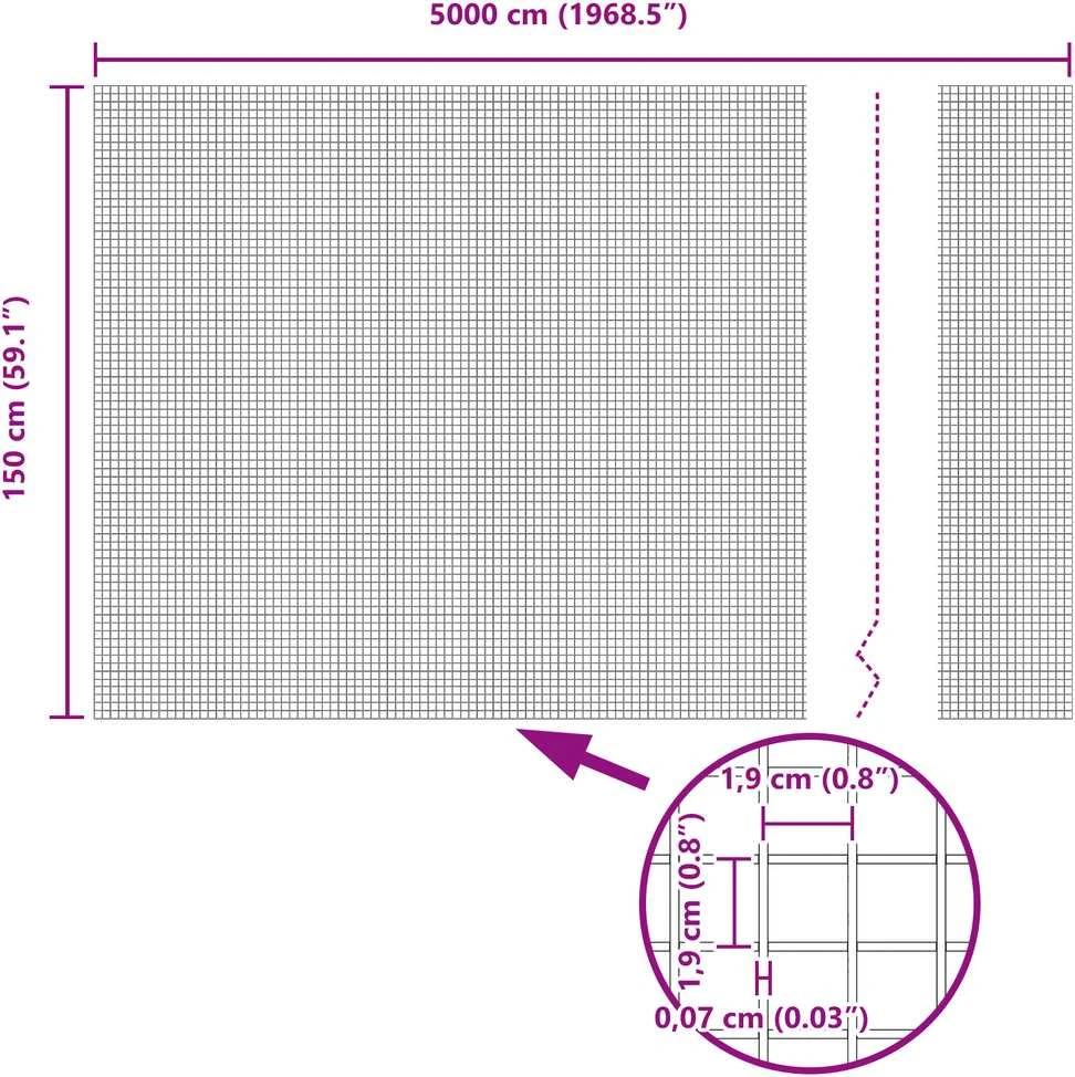 Suvirintas vielos tvora su stulpeliais 50 x 1,5 m Sidabrinė