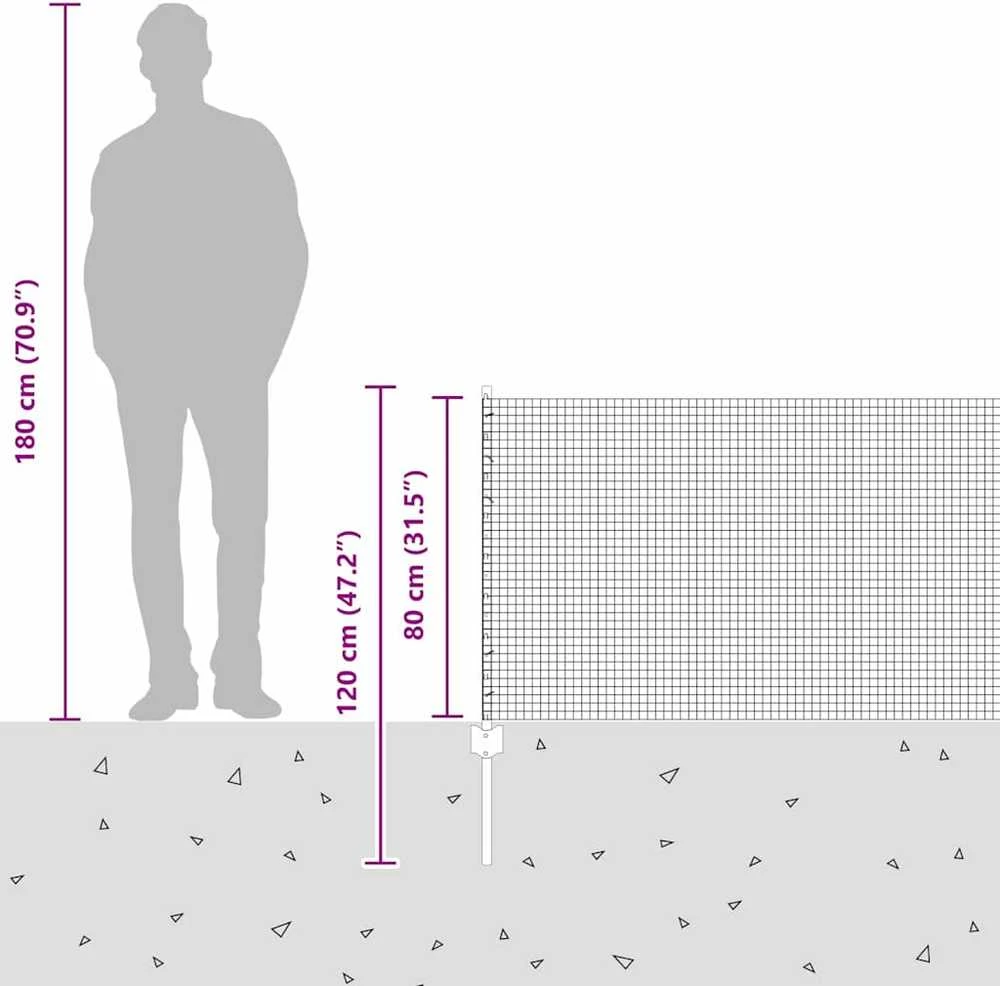 Suvirintas vielos tvora su stulpeliais 10 x 0,8 m Žalia