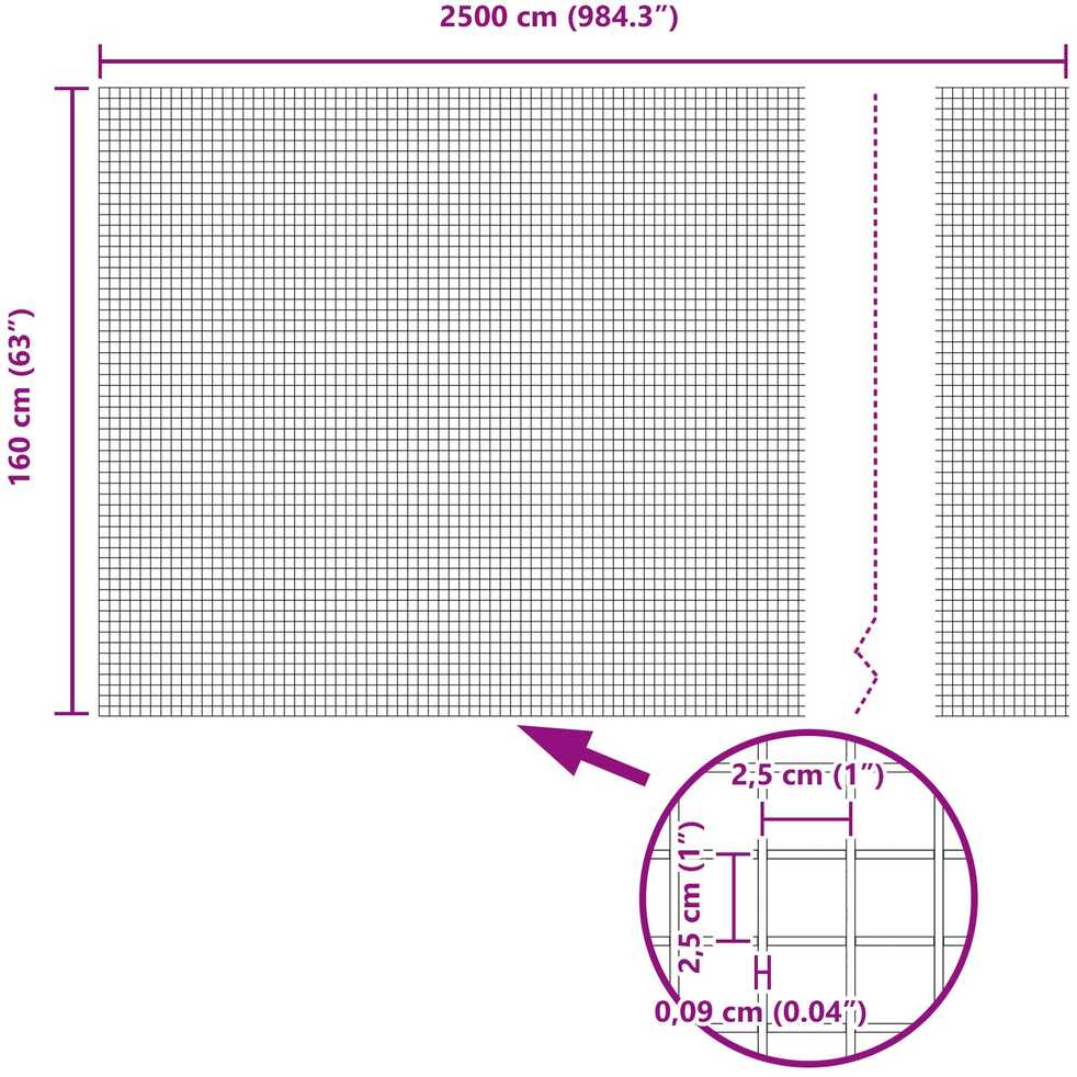 Suvirinto vielos tvoros 2500 x 160 cm Pilka
