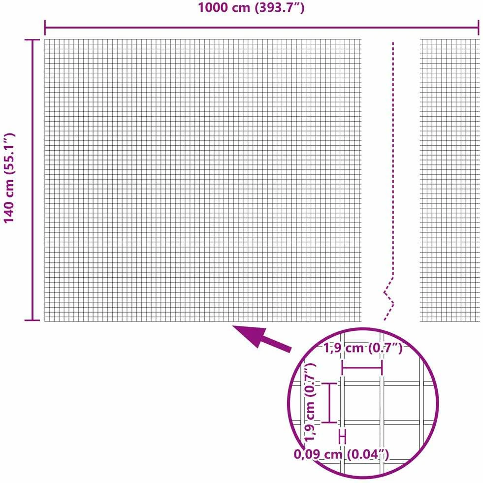 Suvirintas vielos tvora su stulpeliais 10 x 1,4 m Pilka