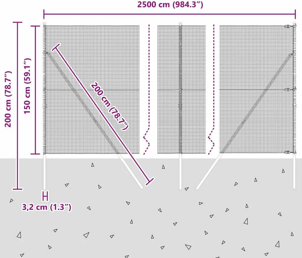 Suvirintas vielos tvora žemės tvirtinimas 25 x 1,5 m Sidabrinė