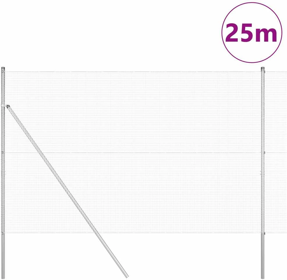 Suvirintas vielos tvora žemės tvirtinimas 25 x 1,5 m Sidabrinė