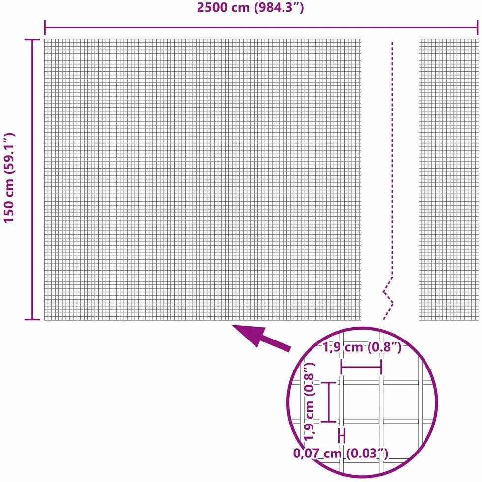 Suvirintas vielos tvora su stulpeliais 25 x 1,5 m Sidabrinė