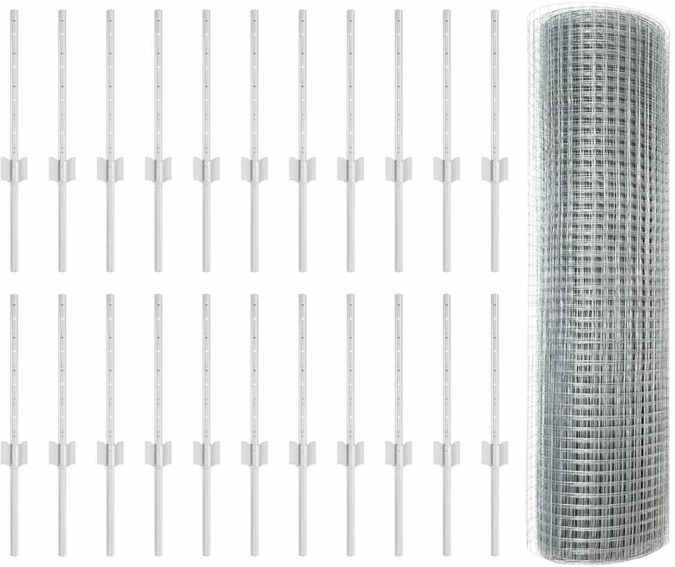 Suvirintas vielos tvora su stulpeliais 50 x 0,4 m Sidabrinė