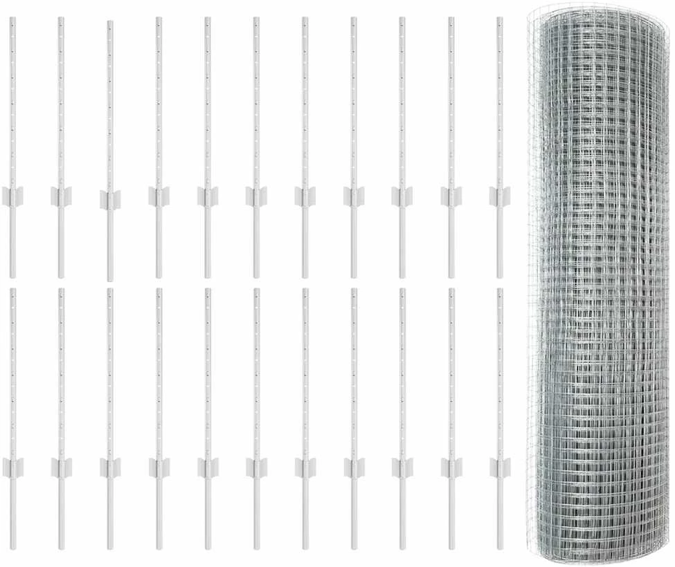 Suvirintas vielos tvora su stulpeliais 50 x 0,6 m Sidabrinė