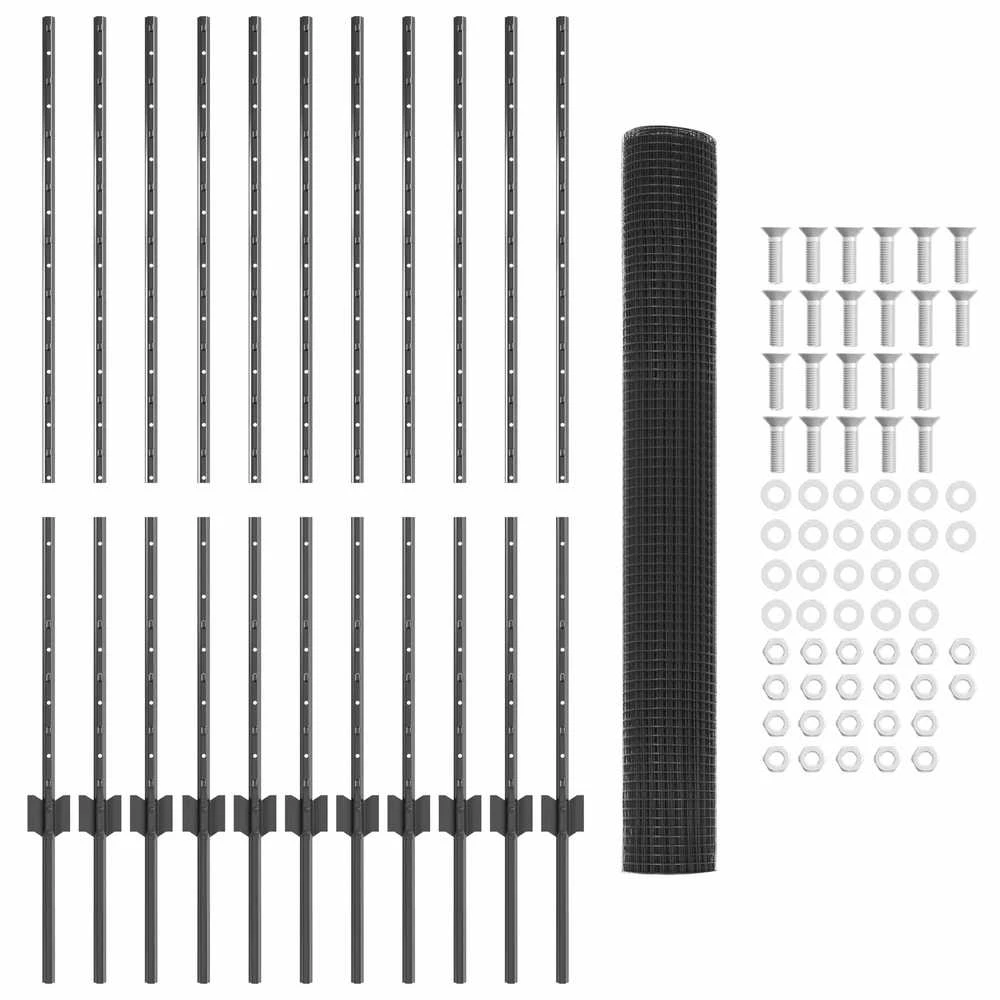 Suvirintas vielos tvora su stulpeliais 25 x 1,2 m Pilka