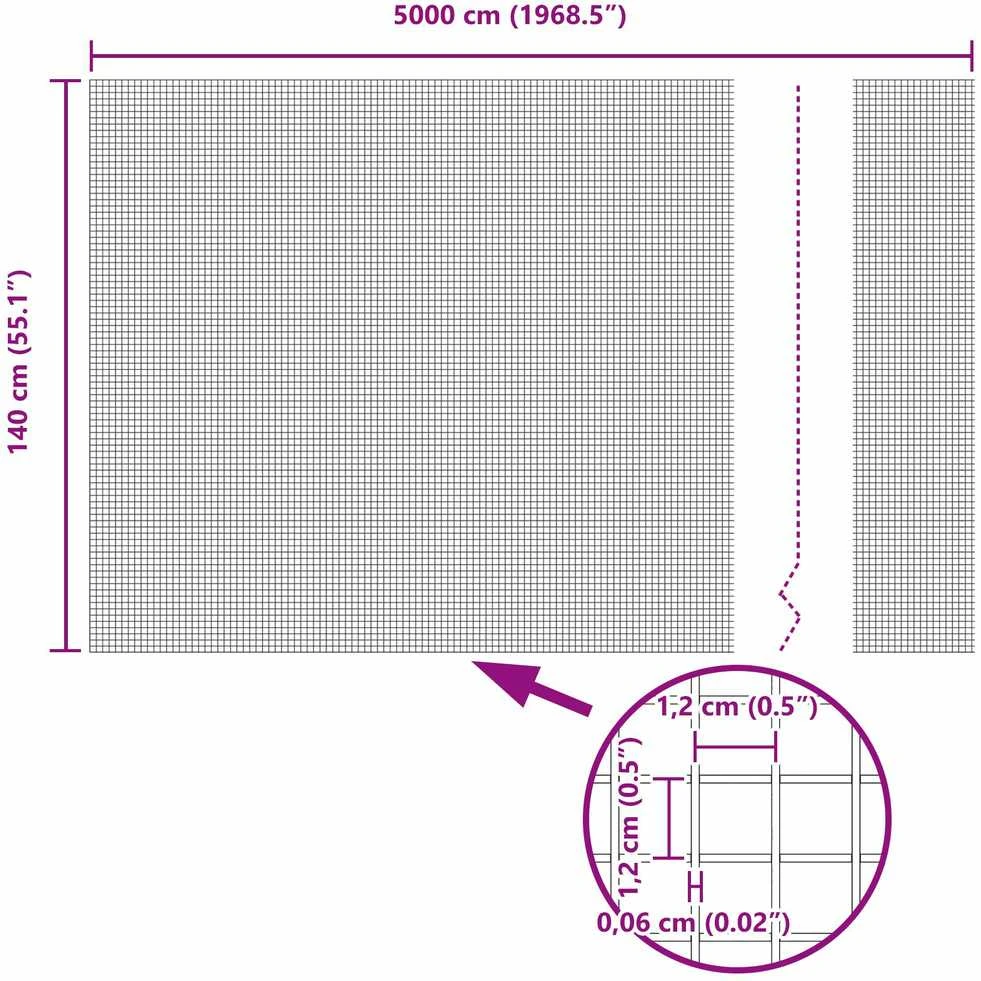 Suvirintas vielos tvora su stulpeliais 50 x 1,4 m Sidabrinė