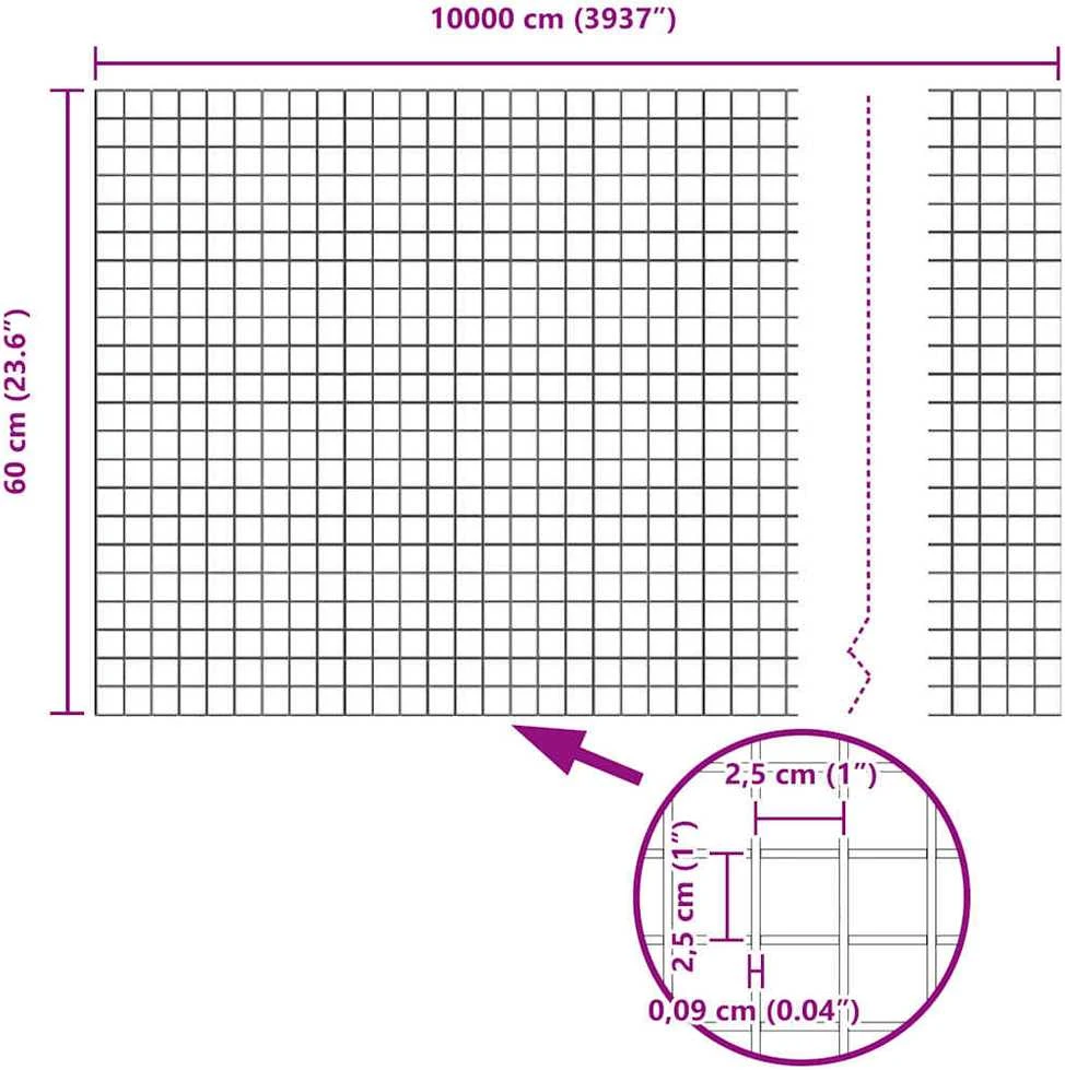 Suvirintas vielos tvora su stulpeliais 100 x 0,6 m Žalia