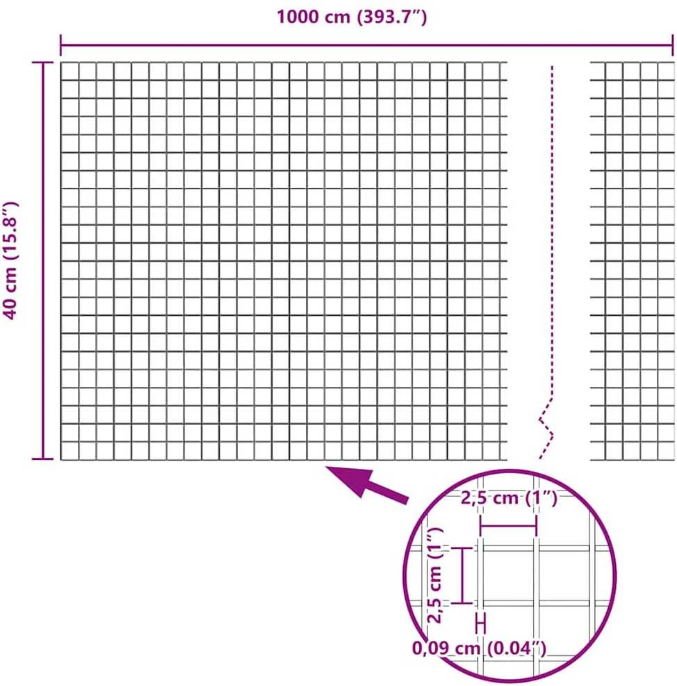 Suvirintas vielos tvora su stulpeliais 10 x 0,4 m Žalia