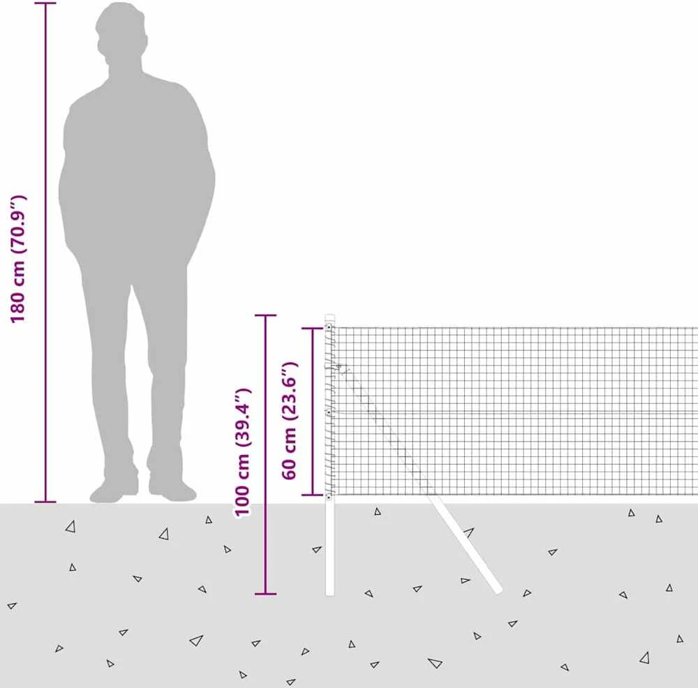 Suvirintas vielos tvora žemės tvirtinimas 10 x 0,6 m Sidabrinė