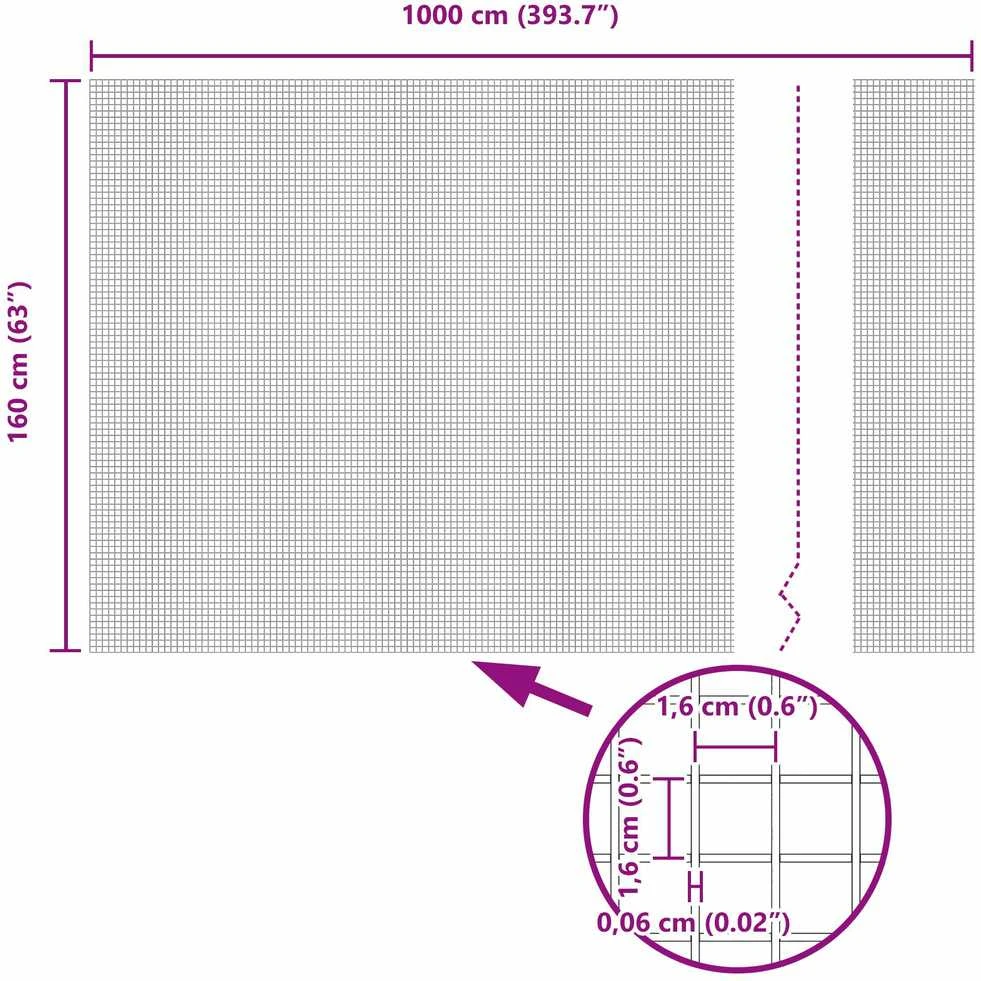 Suvirintas vielos tvora žemės tvirtinimas 10 x 1,6 m Sidabrinė