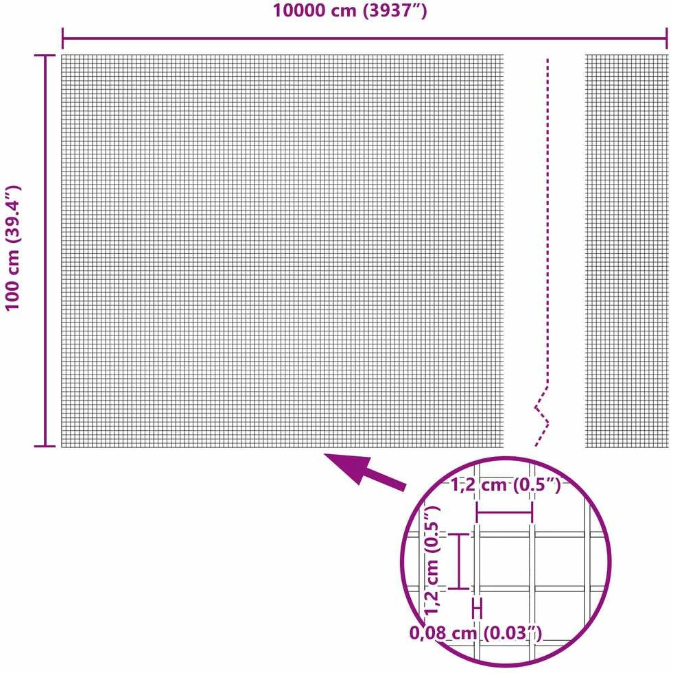 Suvirintas vielos tvora su stulpeliais 100 x 1 m Pilka