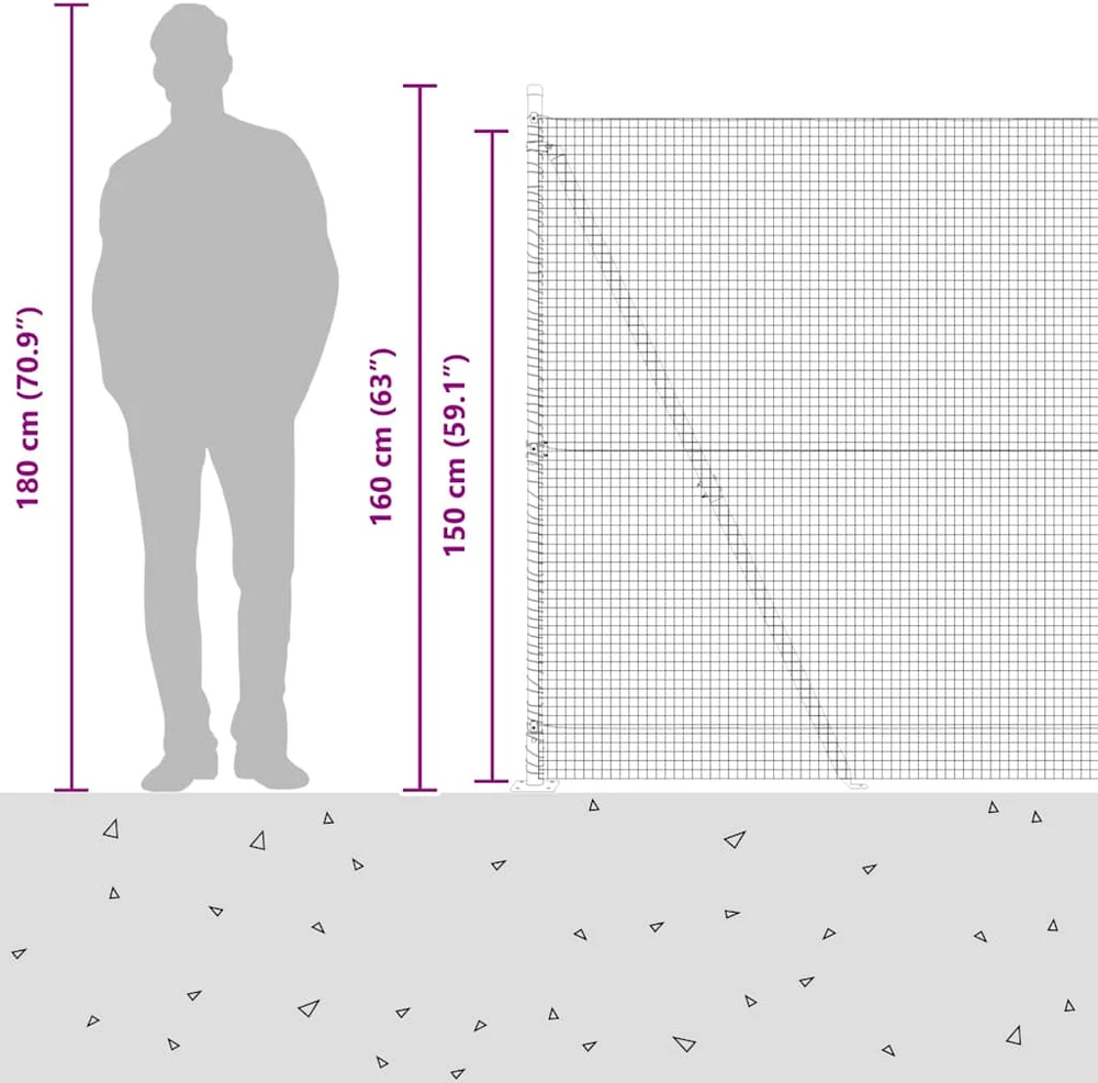 Suvirinta vielos tvora su betono baze 10 x 1,5 m Žalia
