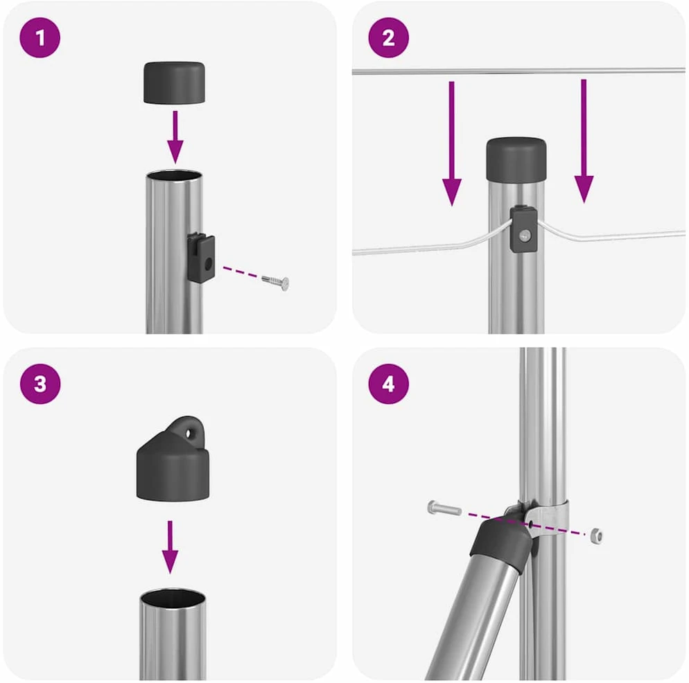 Suvirinta vielos tvora su betono baze 100 x 0,8 m Sidabrinė