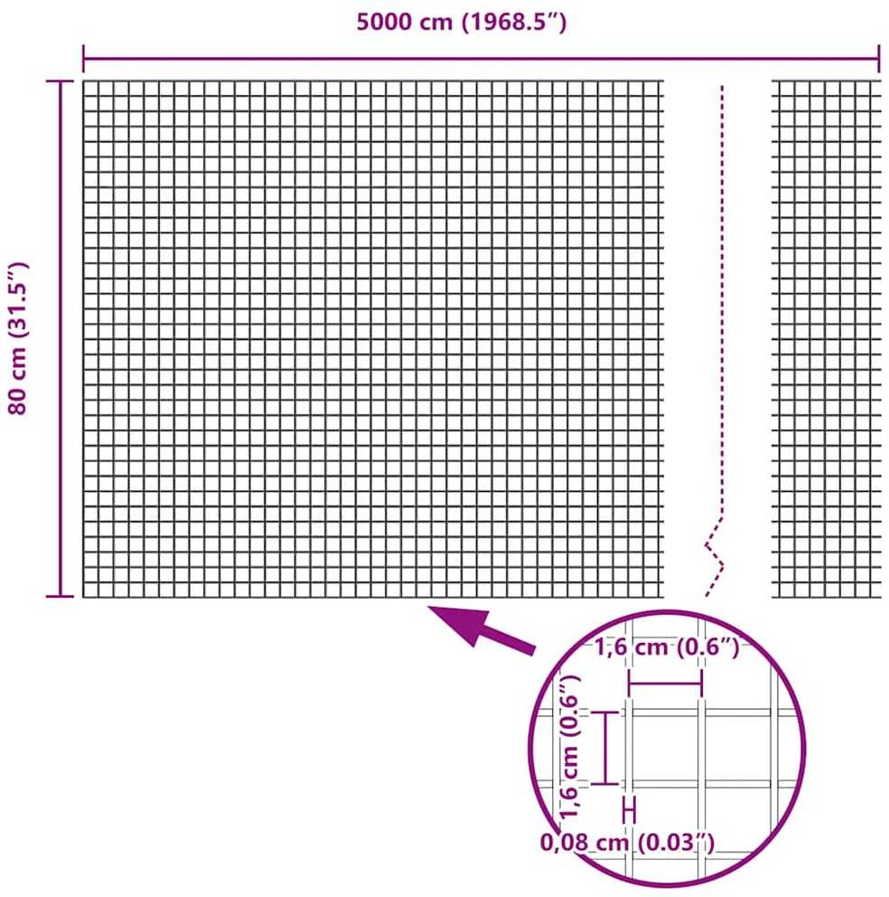 Suvirinto vielos tvoros 5000 x 80 cm Žalia