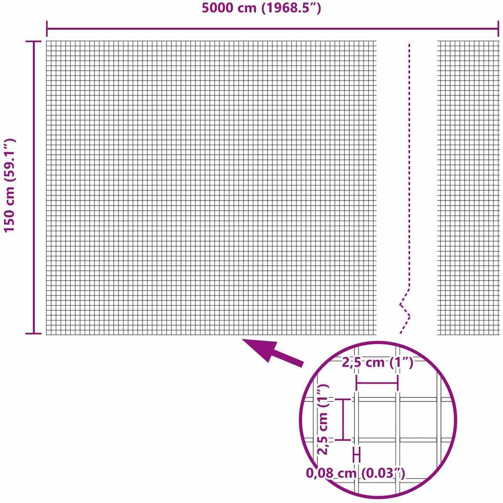 Suvirintas vielos tvora žemės tvirtinimas 50 x 1,5 m Sidabrinė