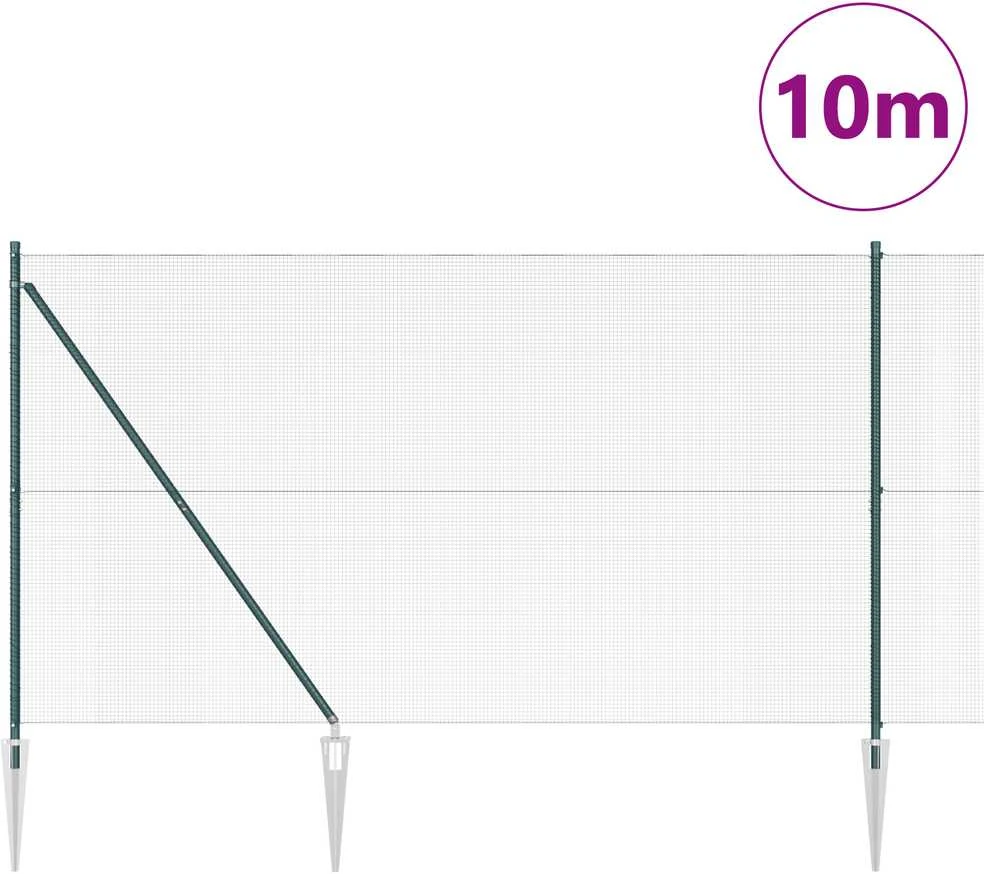 Suvirintas vielinis tvoras su smailiais galais 10 x 1,5 m Žalia