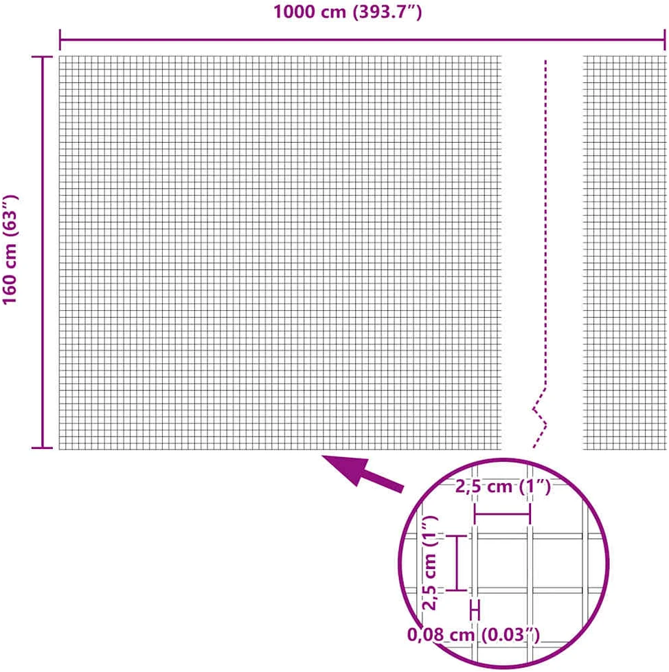 Suvirintas vielinis tvoras su smailiais galais 10 x 1,6 m Žalia