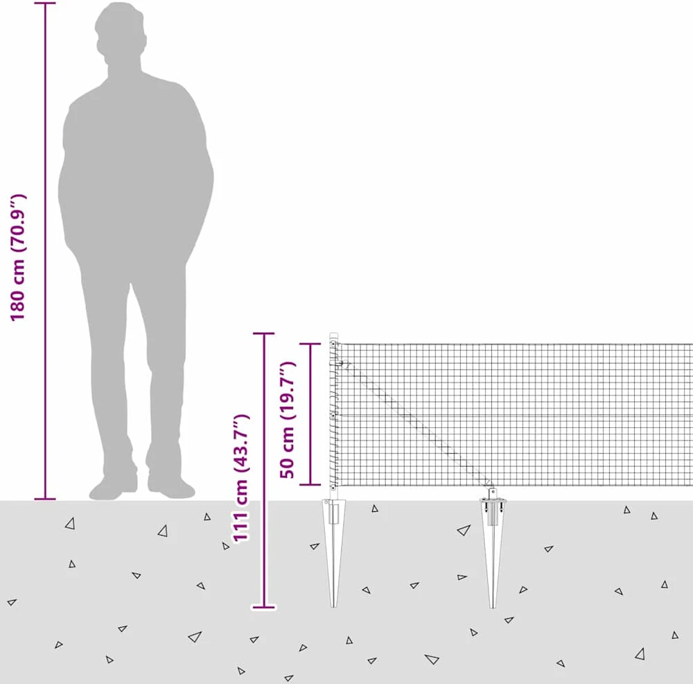 Suvirintas vielinis tvoras su smailiais galais 10 x 0,5 m