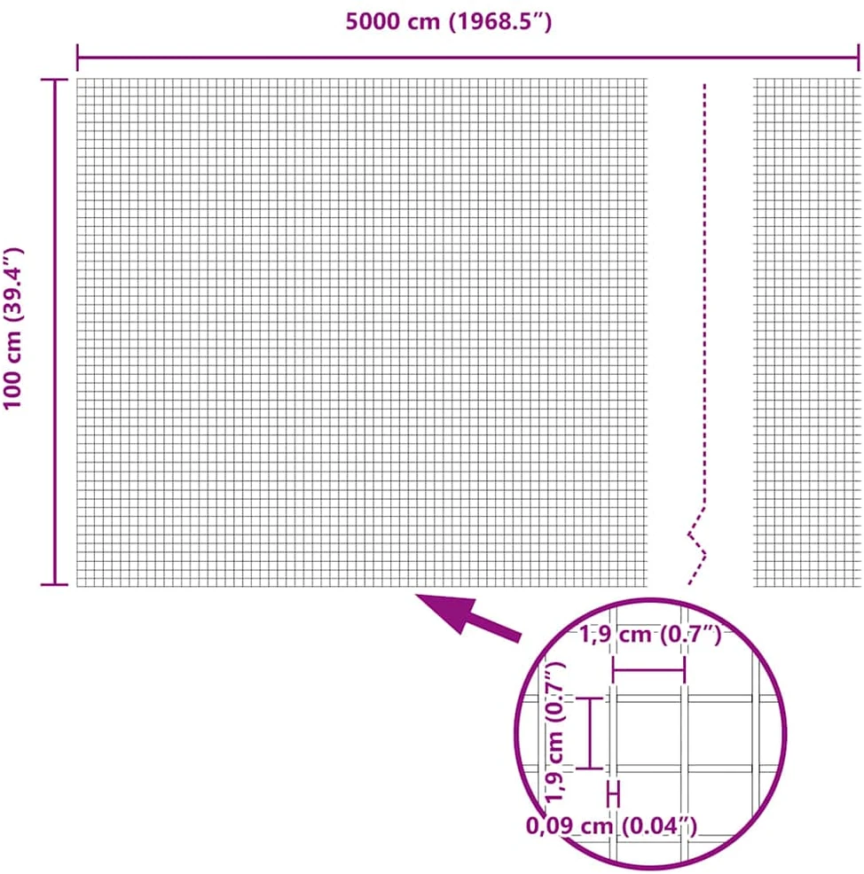 Suvirintas vielinis tvoras su smailiais galais 50 x 1 m Pilka