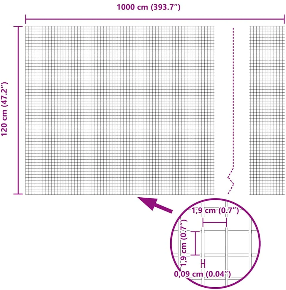 Suvirintas vielinis tvoras su smailiais galais 10 x 1,2 m Žalia