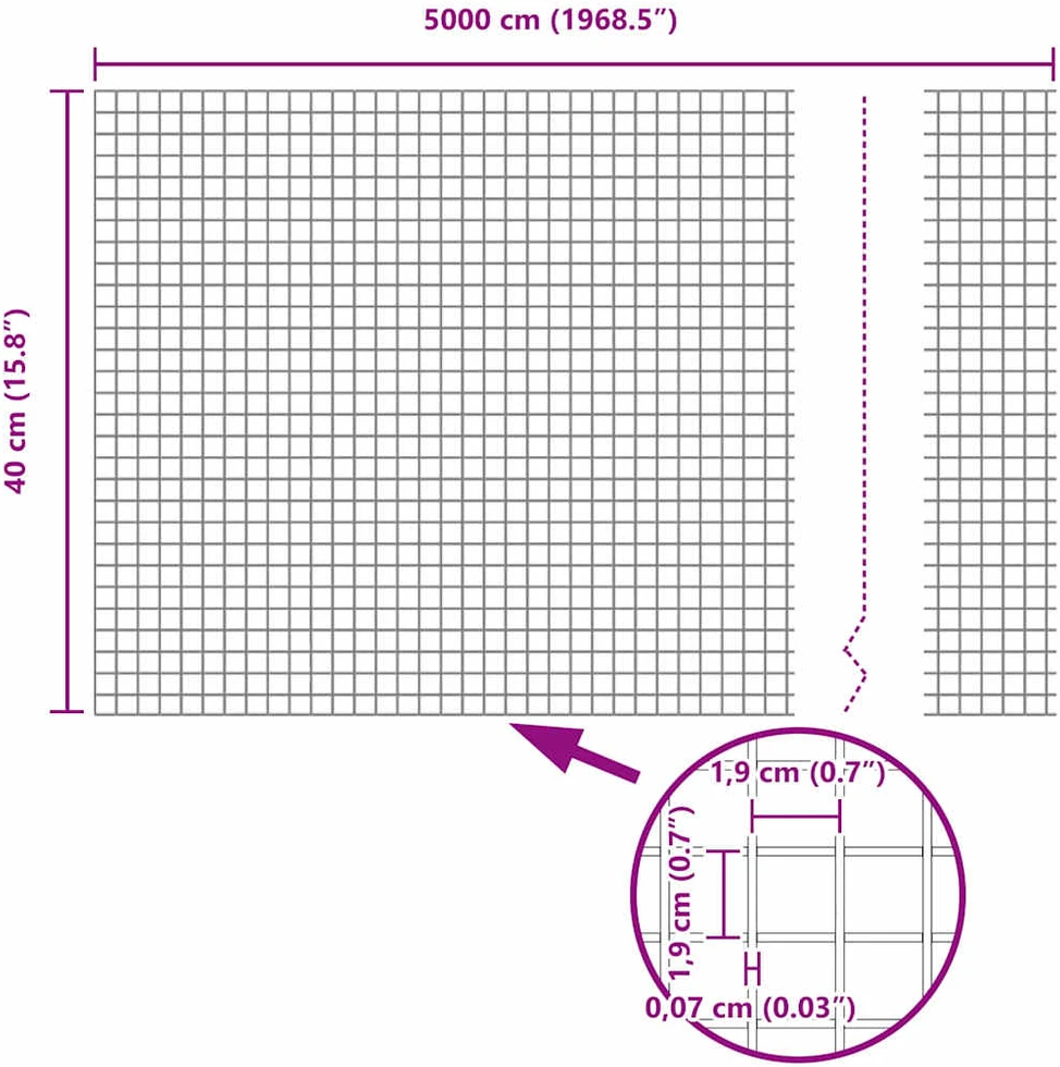 Suvirintas vielinis tvoras su smailiais galais 50 x 0,4 m