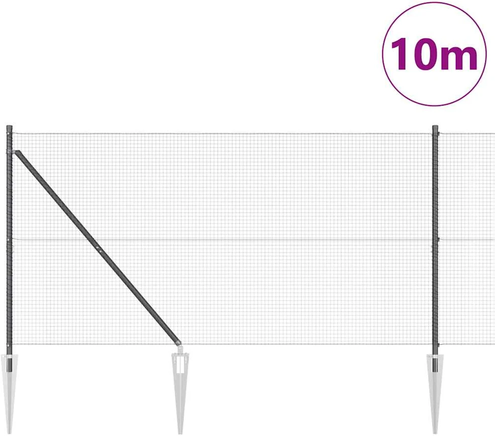 Suvirintas vielinis tvoras su smailiais galais 10 x 1,2 m Pilka