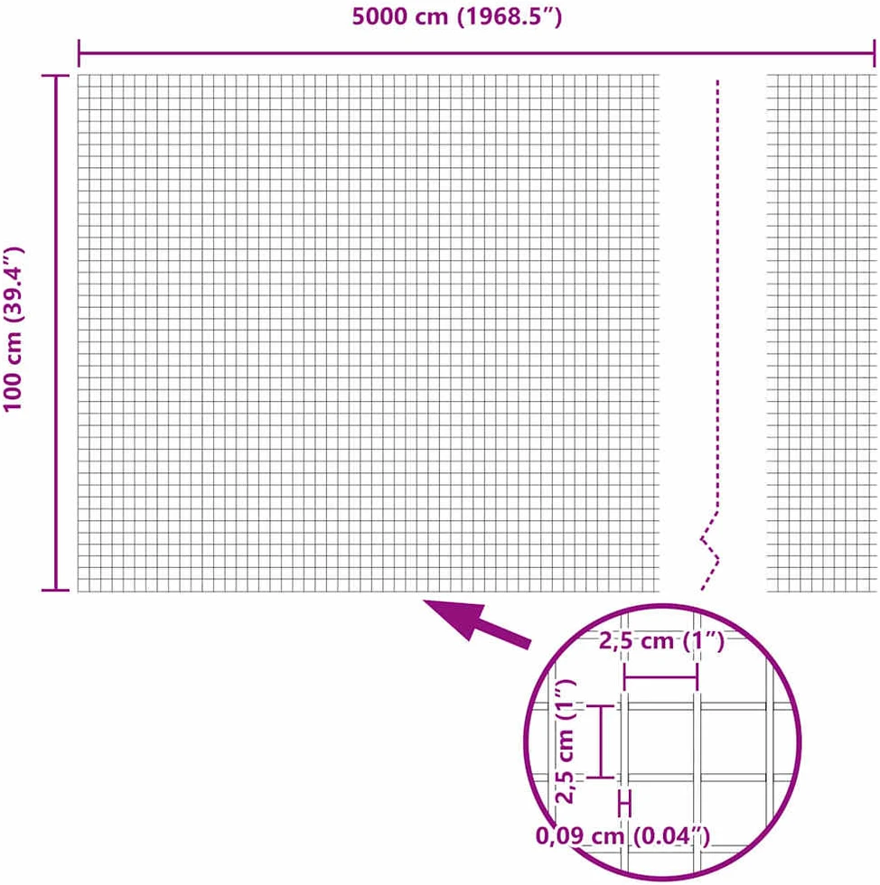 Suvirintas vielinis tvoras su smailiais galais 50 x 1 m Pilka