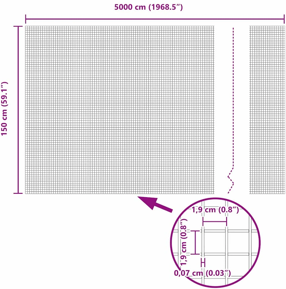 Suvirintas vielinis tvoras su smailiais galais 50 x 1,5 m