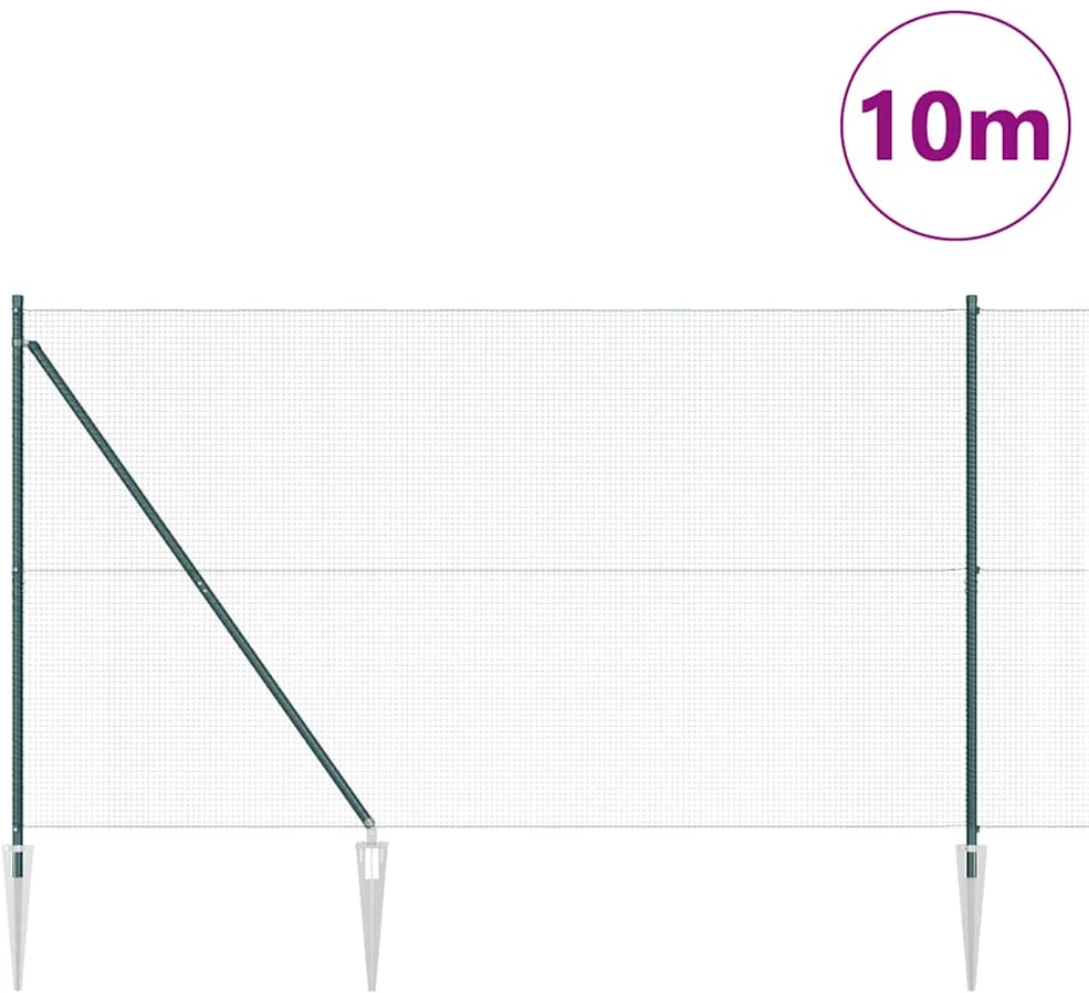 Suvirintas vielinis tvoras su smailiais galais 10 x 1,6 m Žalia
