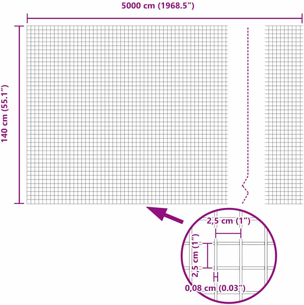 Suvirintas vielinis tvoras su smailiais galais 50 x 1,4 m