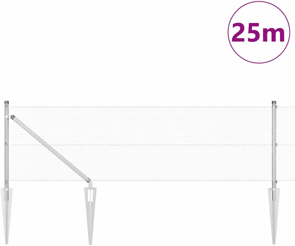 Suvirintas vielinis tvoras su smailiais galais 25 x 0,8 m