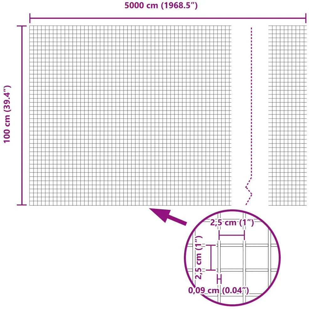 Suvirintas vielos tvora su stulpeliais 50 x 1 m Pilka Tinklelis