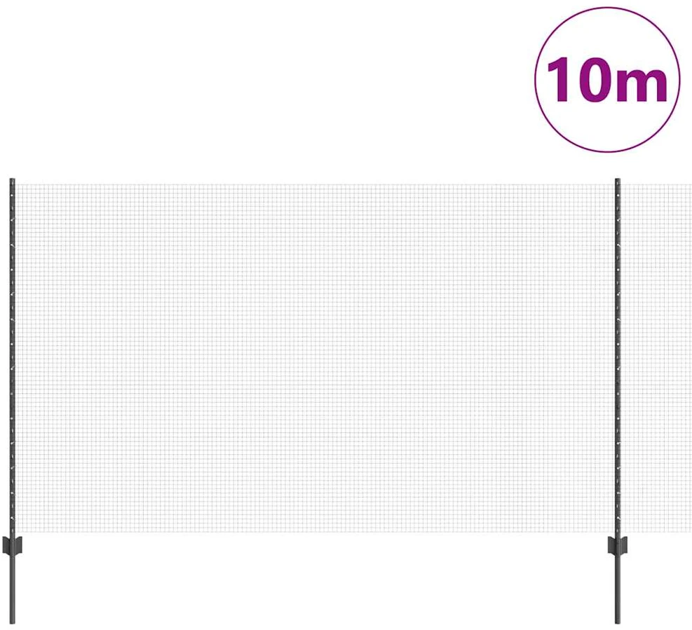 Suvirintas vielos tvora su stulpeliais 10 x 1,4 m Pilka