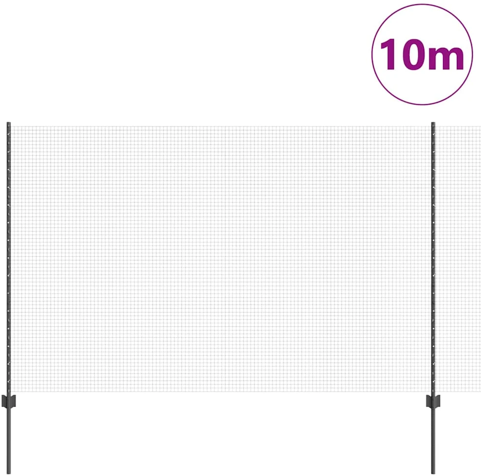 Suvirintas vielos tvora su stulpeliais 10 x 1,5 m Pilka