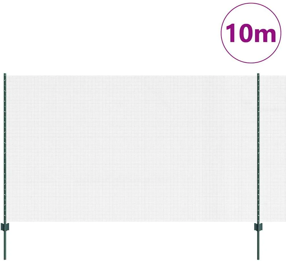 Suvirintas vielos tvora su stulpeliais 10 x 1,4 m Žalia