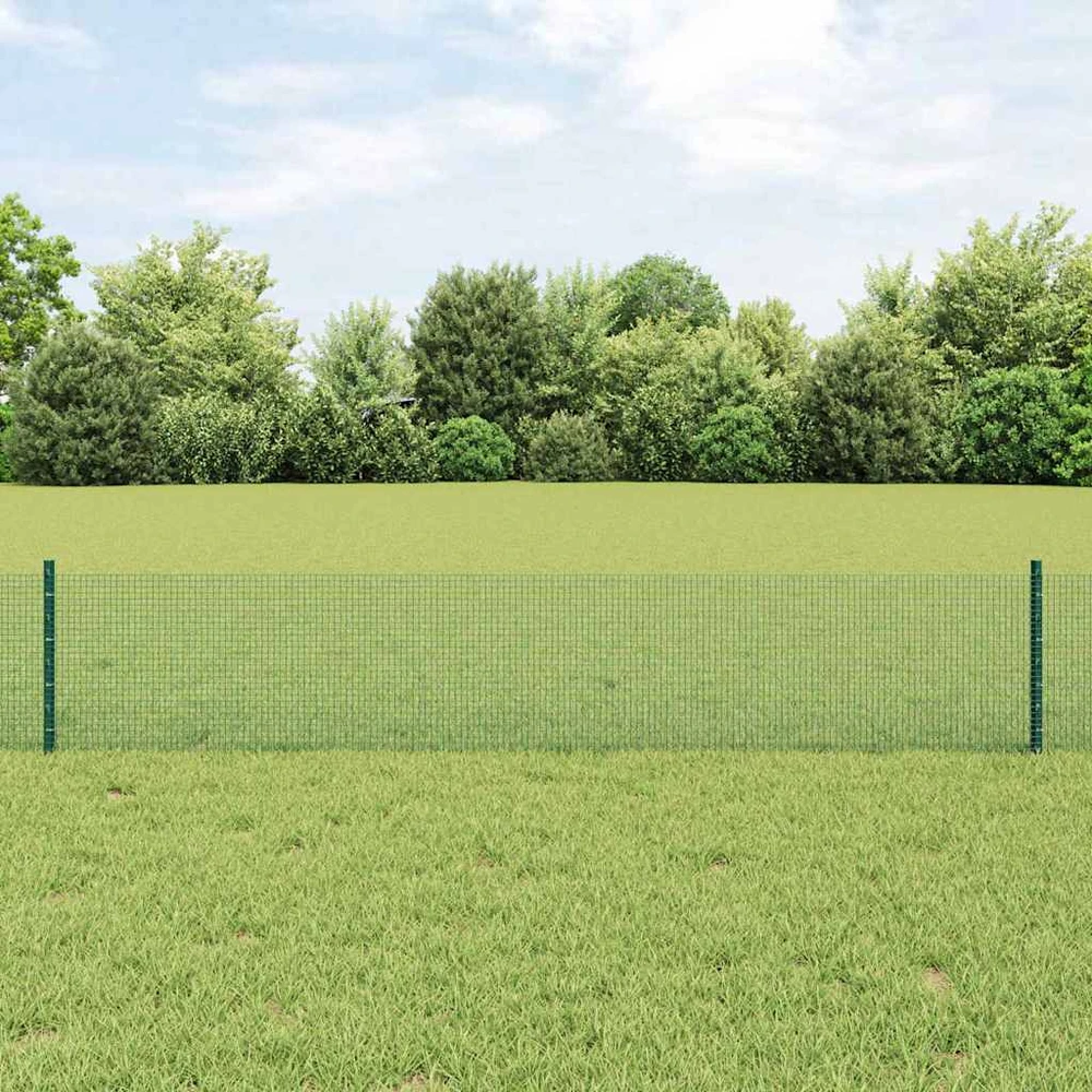 Suvirintas vielos tvora su stulpeliais 10 x 0,4 m Žalia