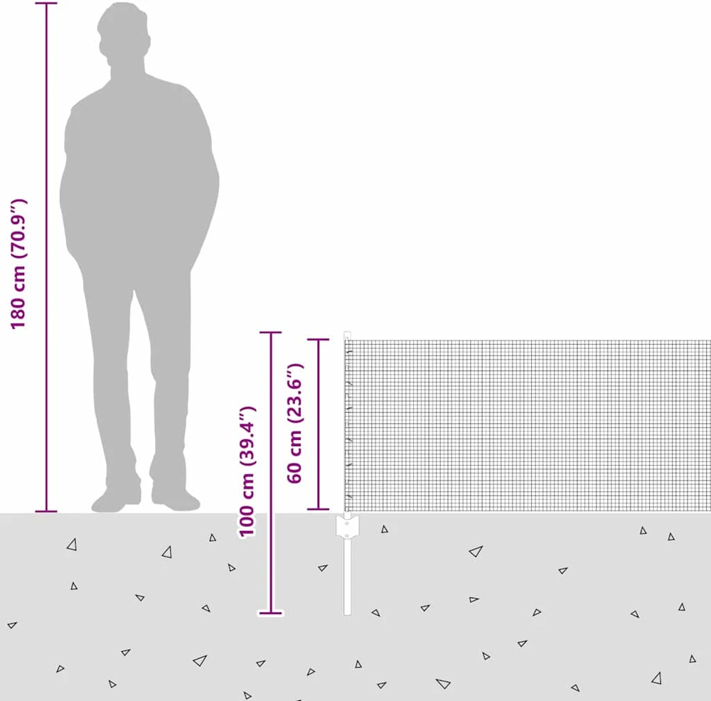 Suvirintas vielos tvora su stulpeliais 100 x 0,6 m Pilka