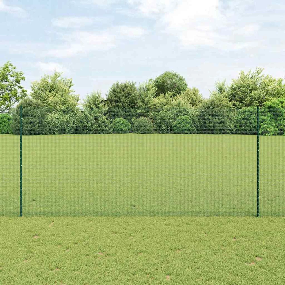 Suvirintas vielos tvora su stulpeliais 25 x 1,4 m Žalia
