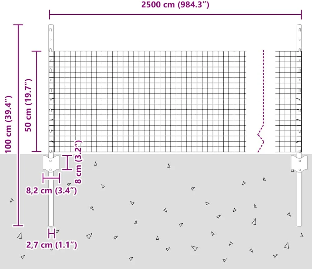 Suvirintas vielos tvora su stulpeliais 25 x 0,5 m Žalia
