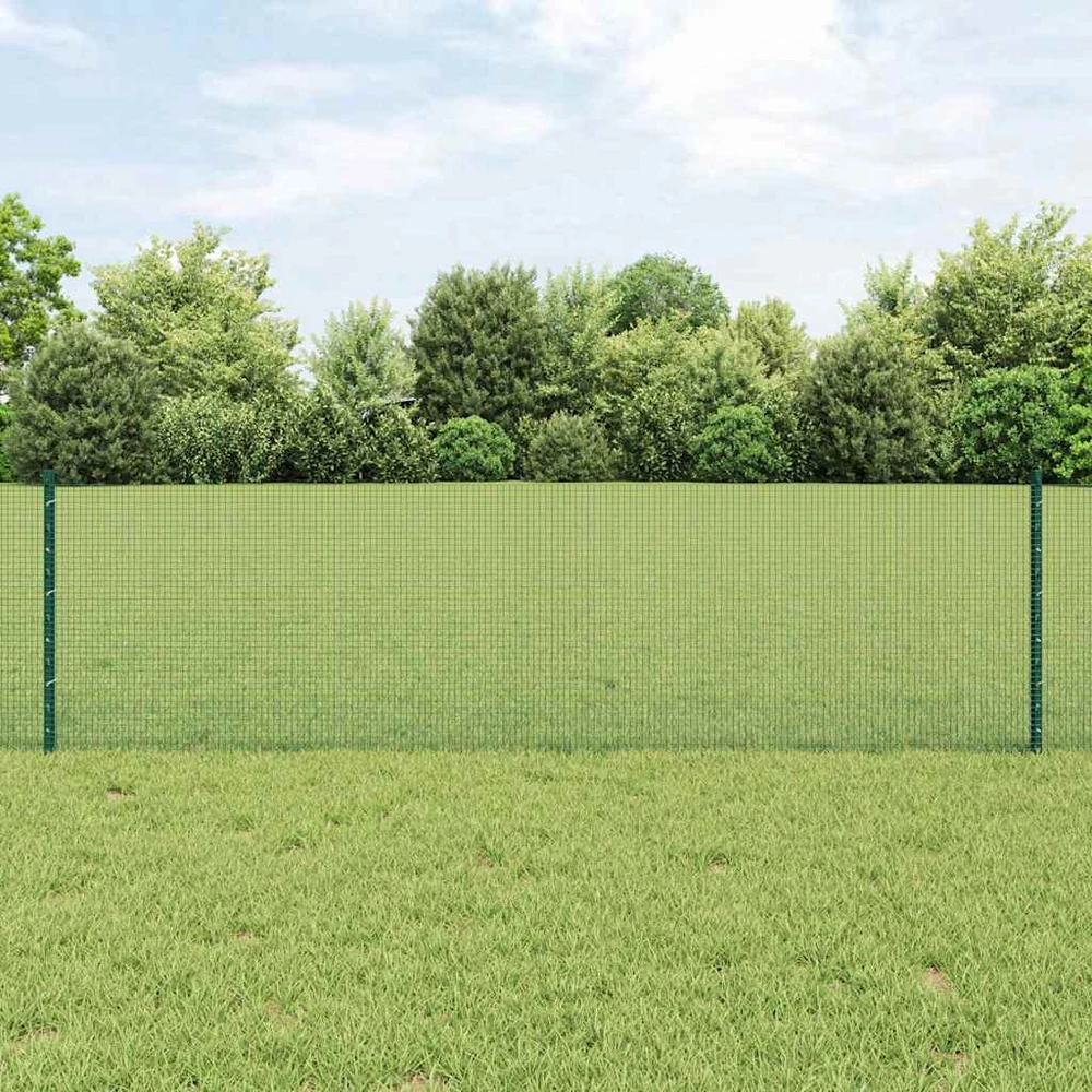 Suvirintas vielos tvora su stulpeliais 25 x 0,6 m Žalia