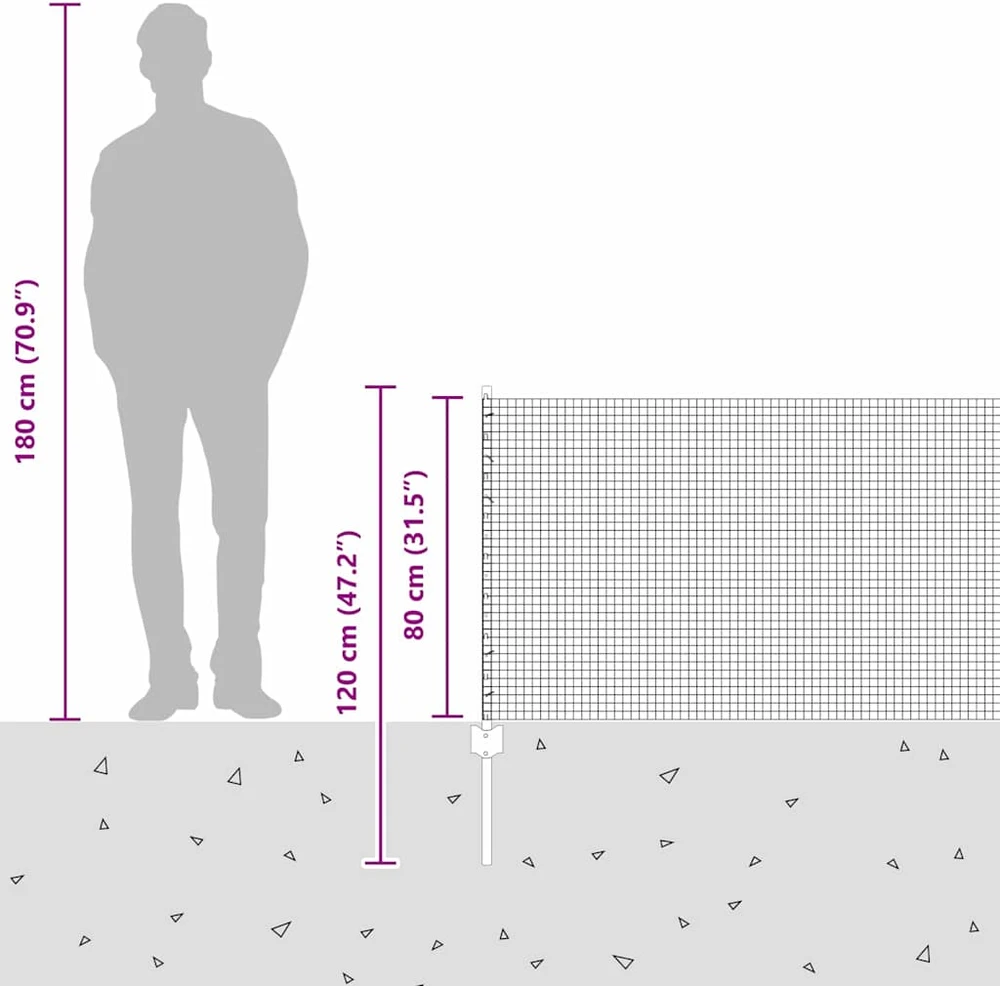 Suvirintas vielos tvora su stulpeliais 50 x 0,8 m Žalia
